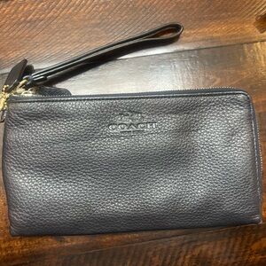 Coach Navy Leather Zip Pouch